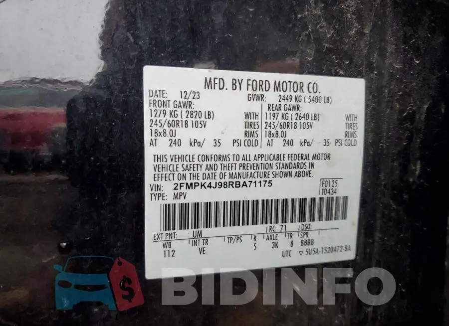 2FMPK4J98RBA71175 Photo# 13