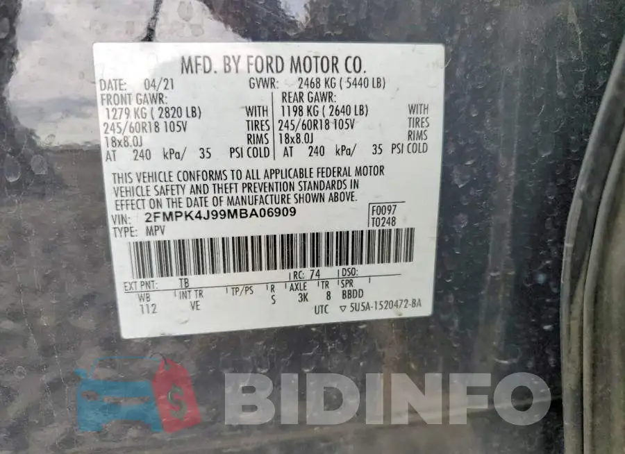 2FMPK4J99MBA06909 Photo# 13