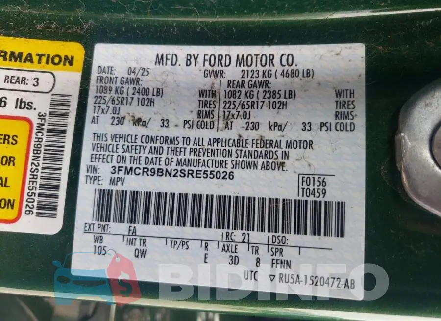 3FMCR9BN2SRE55026 Photo# 13
