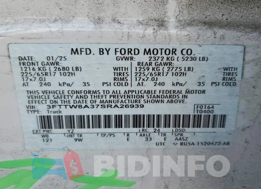 3FTTW8A37SRA26939 Photo# 13