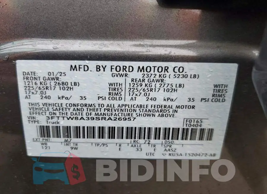 3FTTW8A39SRA26957 Photo# 13