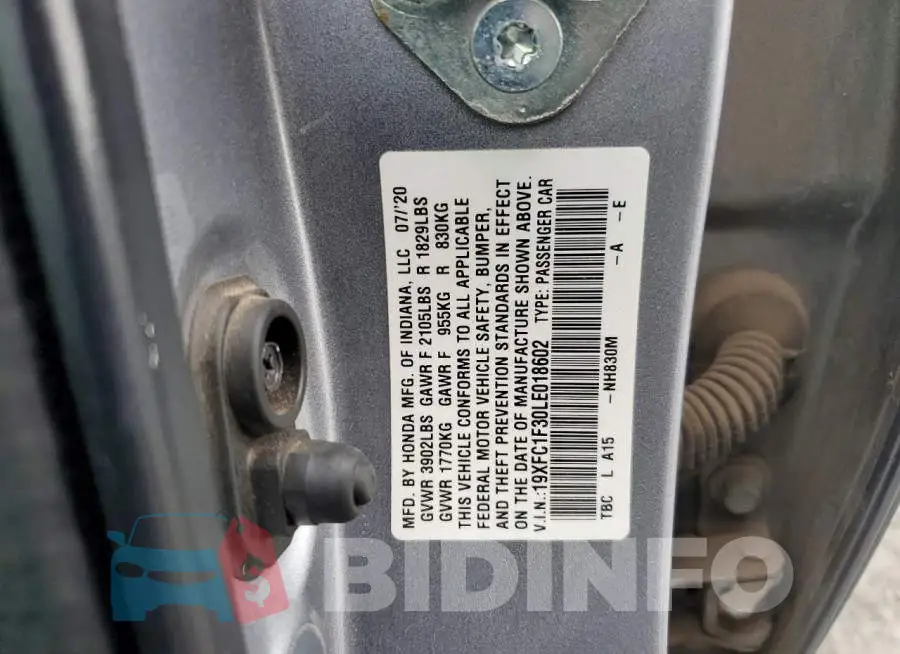 19XFC1F30LE018602 Photo# 13