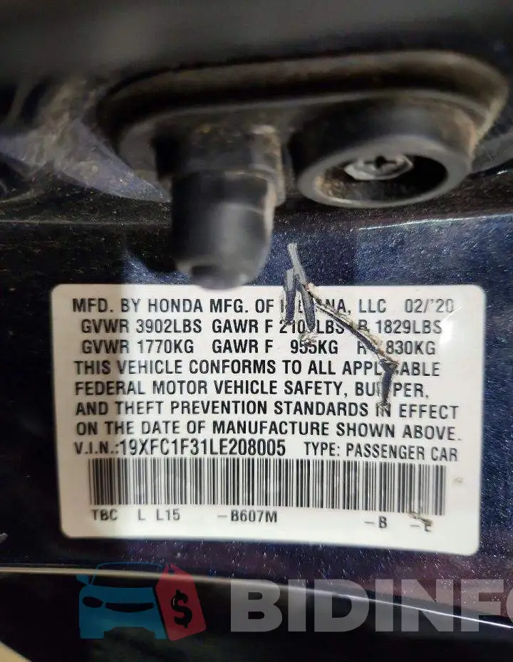 19XFC1F31LE208005 Photo# 12