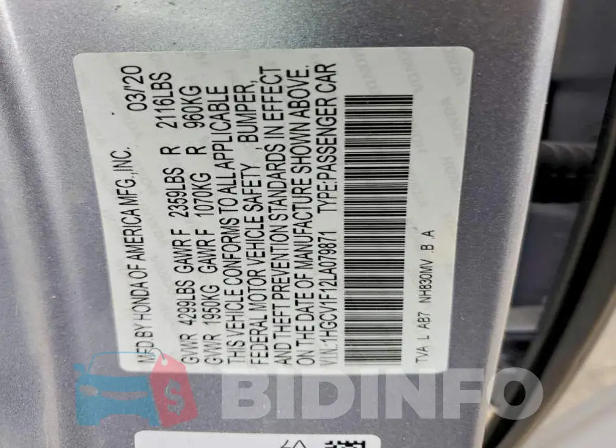 1HGCV1F12LA079871 Photo# 12