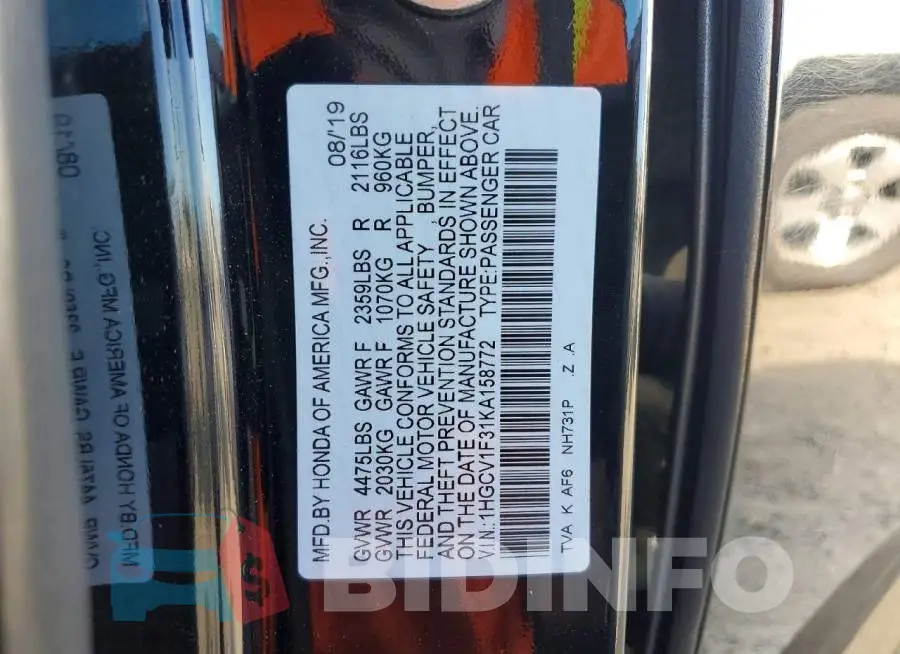 1HGCV1F31KA158772 Photo# 12
