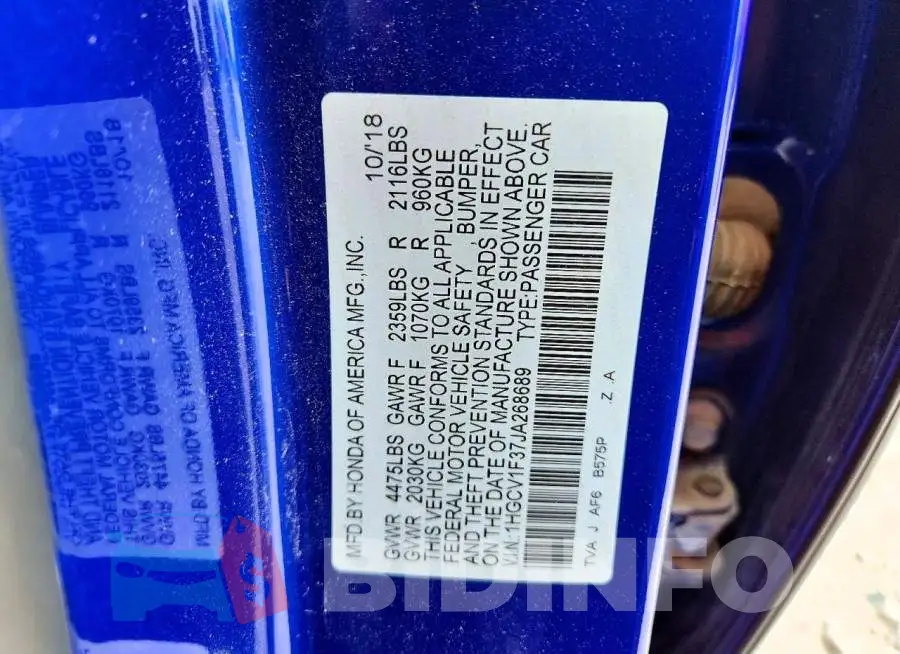 1HGCV1F37JA268689 Photo# 12