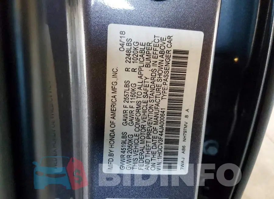 1HGCV3F44JA000641 Photo# 12