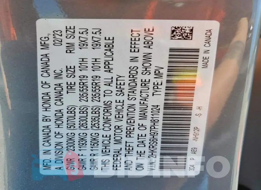 2HKRS6H97PH811024 Photo# 14