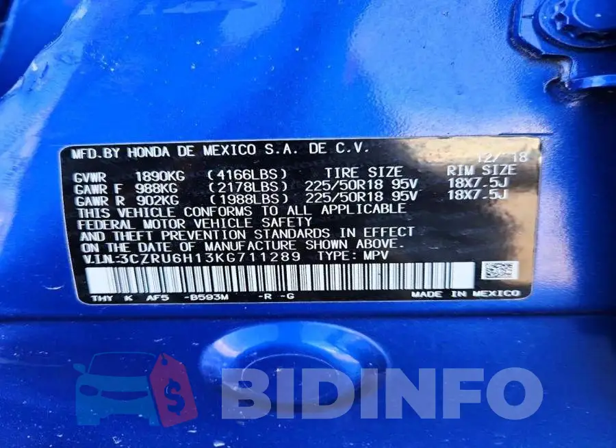 3CZRU6H13KG711289 Photo# 13