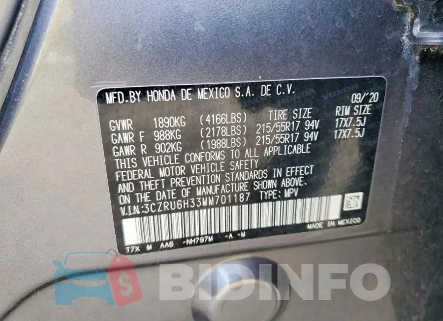3CZRU6H33MM701187 Photo# 12
