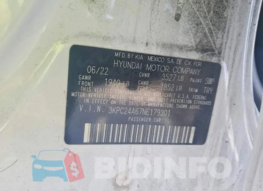 3KPC24A67NE179301 Photo# 13