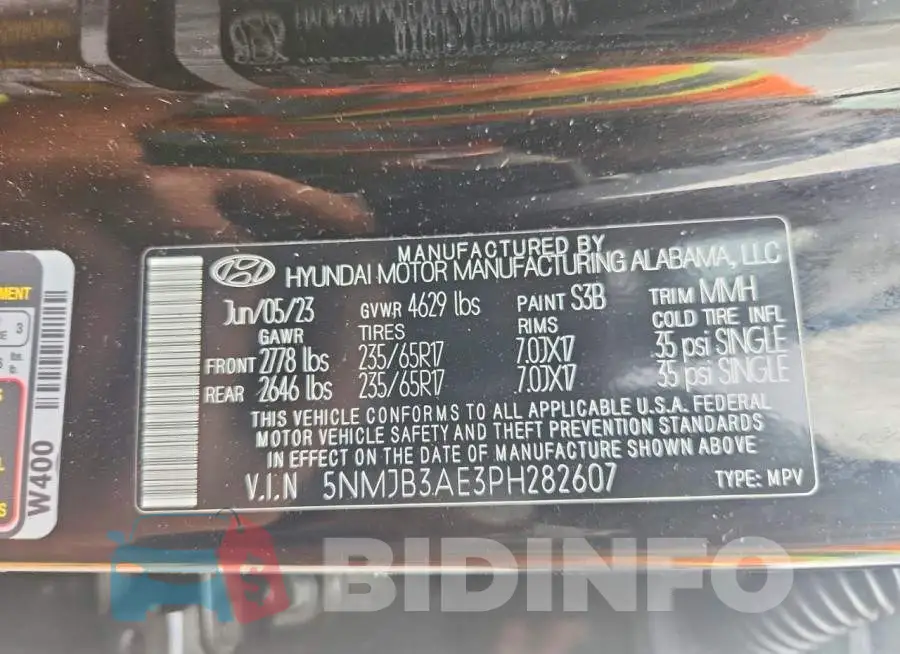 5NMJB3AE3PH282607 Photo# 13