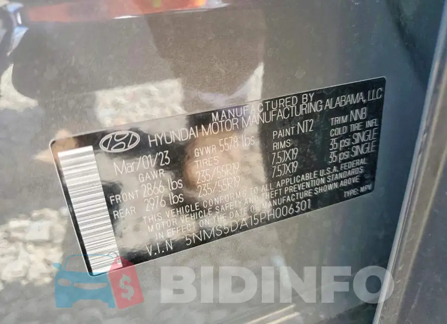 5NMS5DA15PH006301 Photo# 14