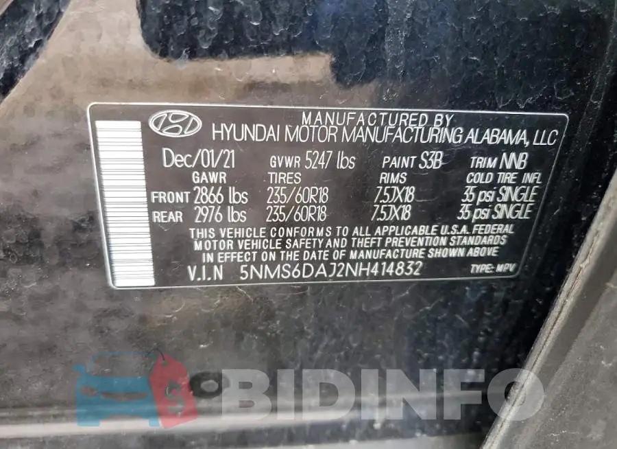 5NMS6DAJ2NH414832 Photo# 13