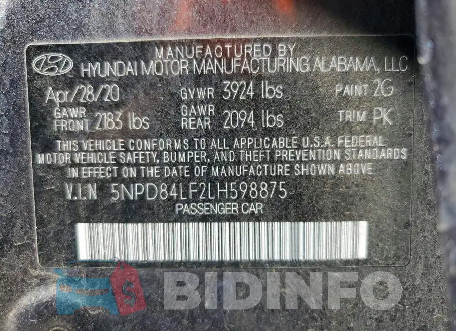 5NPD84LF2LH598875 Photo# 13