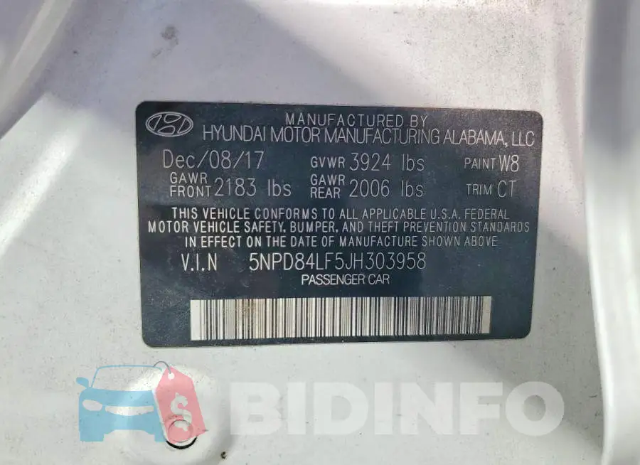5NPD84LF5JH303958 Photo# 12