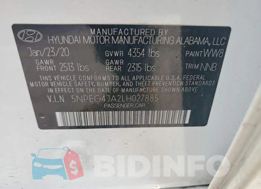 5NPEG4JA2LH027885 Photo# 12