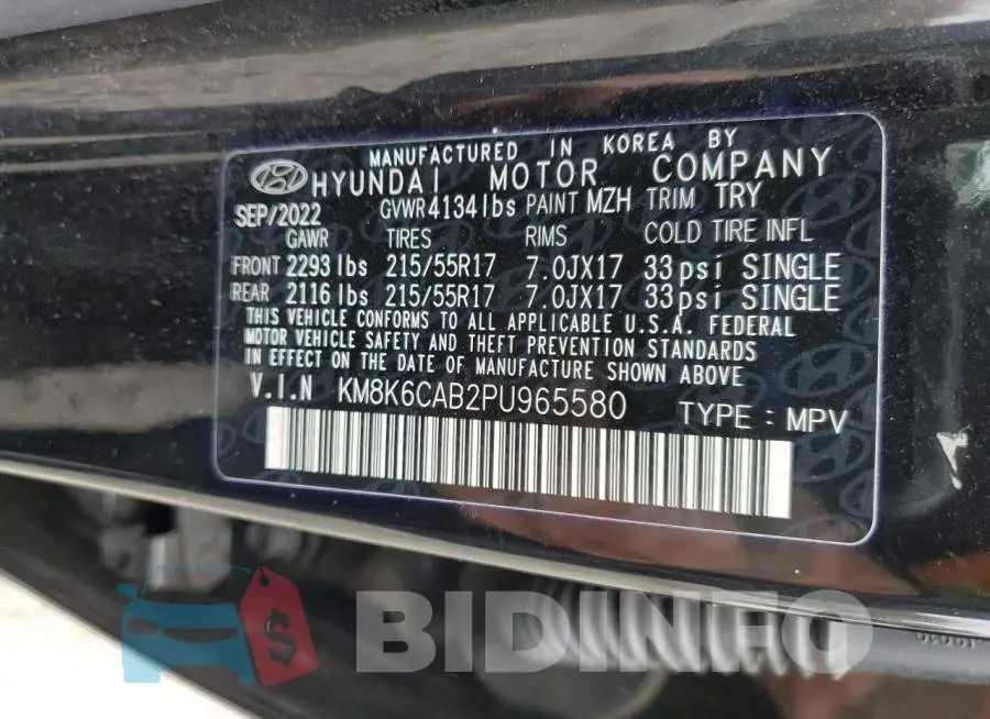 KM8K6CAB2PU965580 Photo# 14