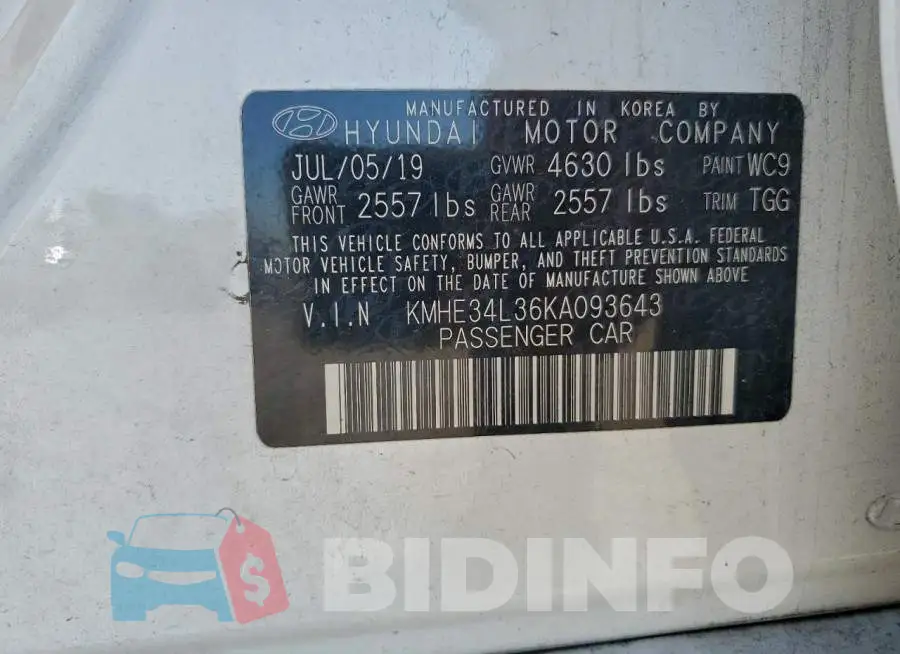 KMHE34L36KA093643 Photo# 12