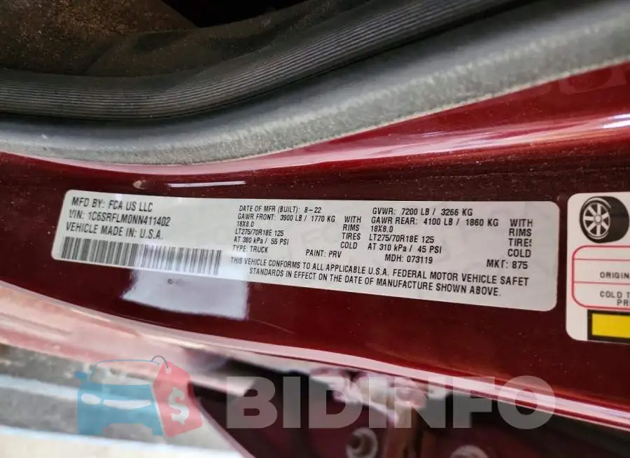 1C6SRFLM0NN411402 Photo# 13