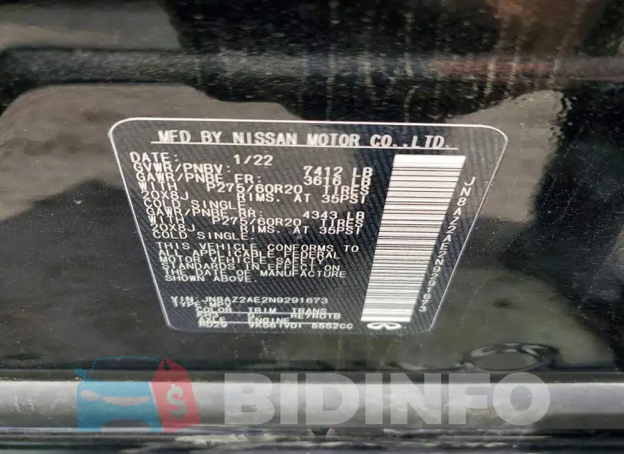 JN8AZ2AE2N9291673 Photo# 13