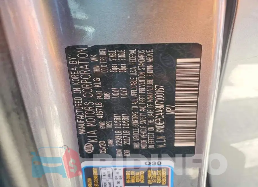 KNDEPCAA9M7100167 Photo# 14