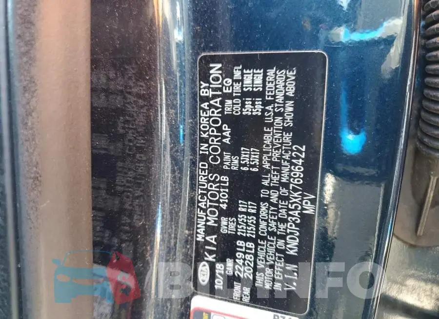 KNDJP3A5XK7696422 Photo# 13