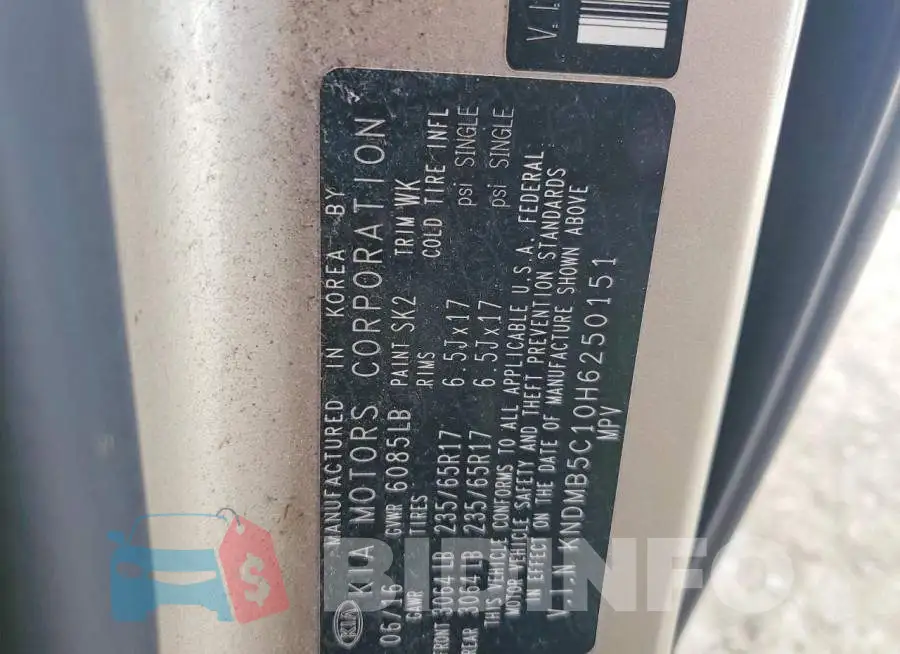 KNDMB5C10H6250151 Photo# 13