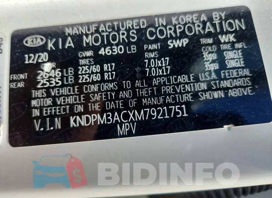 KNDPM3ACXM7921751 Photo# 12