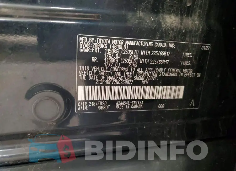 2T3F1RFV2NC258877 Photo# 14