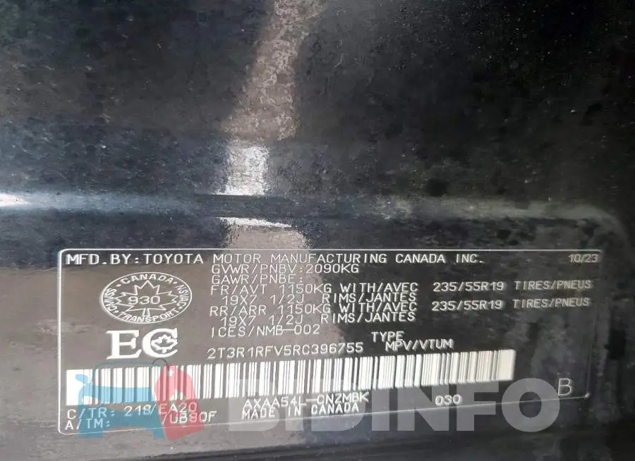 2T3R1RFV5RC396755 Photo# 14
