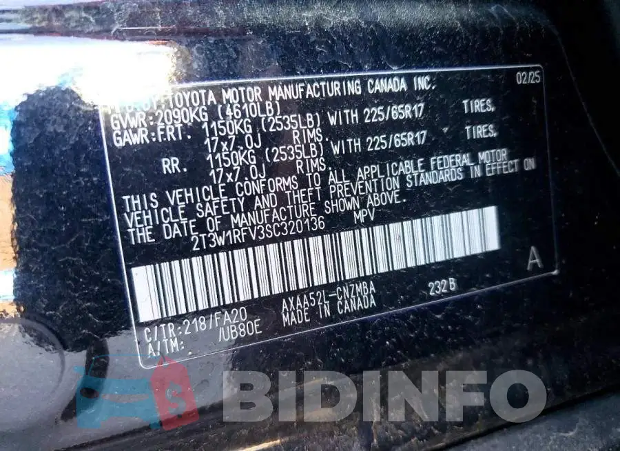 2T3W1RFV3SC320136 Photo# 14