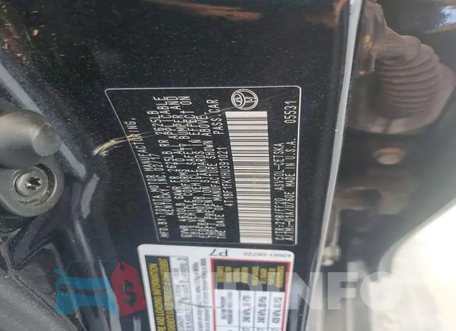 4T1BF1FK1HU391021 Photo# 12