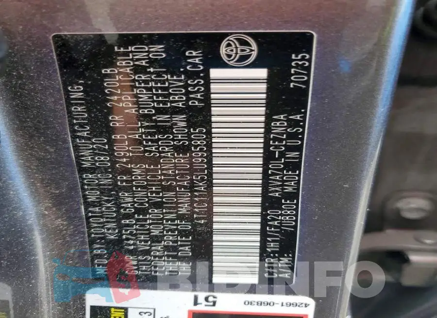 4T1C11AK5LU995805 Photo# 12
