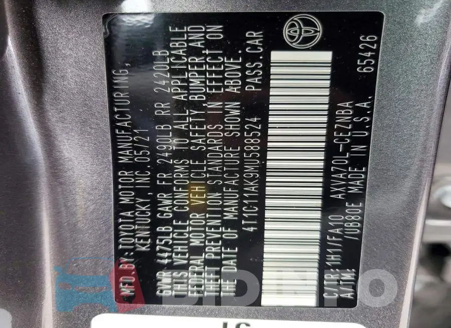 4T1C11AK9MU588524 Photo# 12