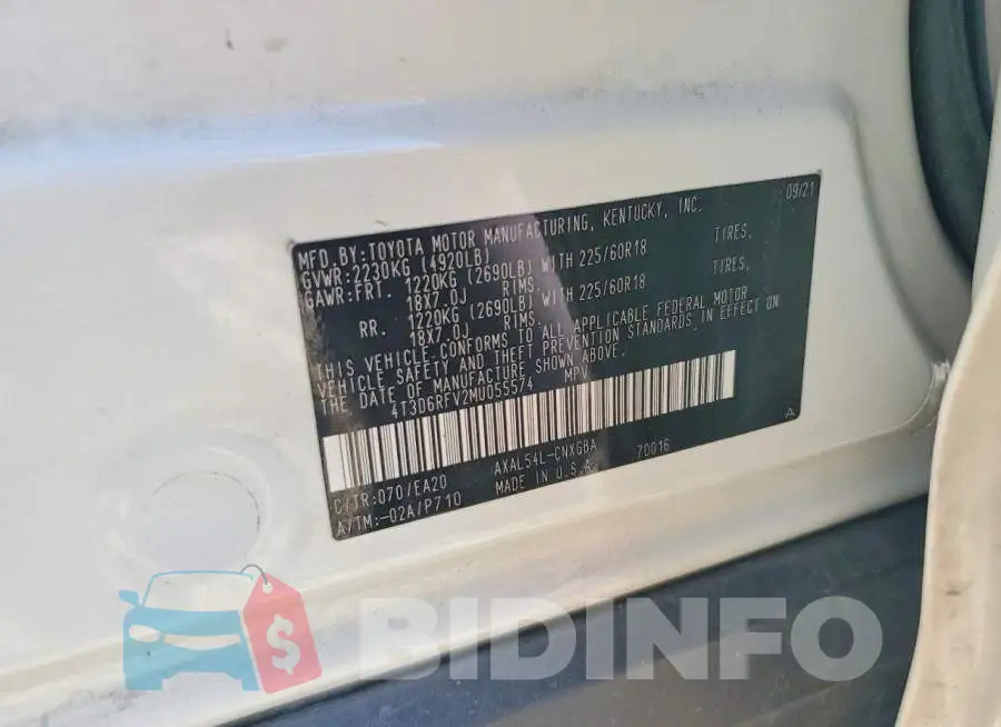 4T3D6RFV2MU055574 Photo# 13