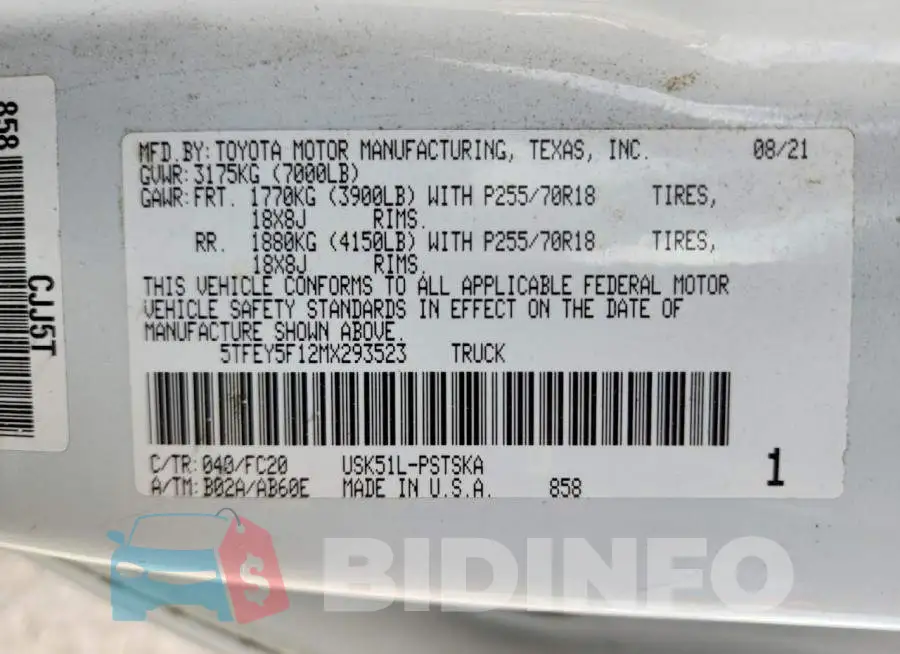 5TFEY5F12MX293523 Photo# 13