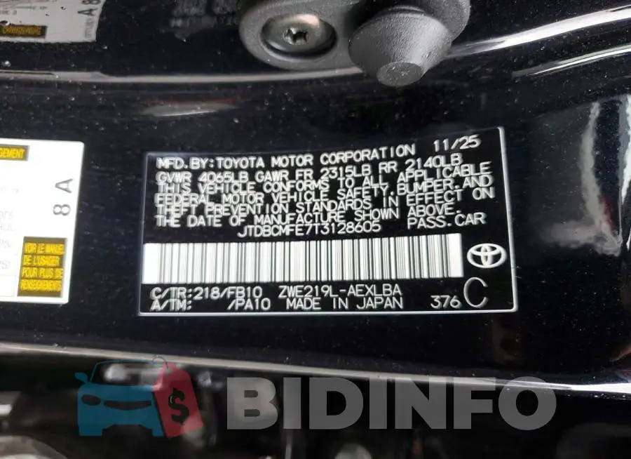 JTDBCMFE7T3128605 Photo# 12