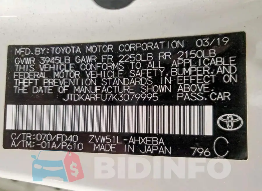 JTDKARFU7K3079995 Photo# 12