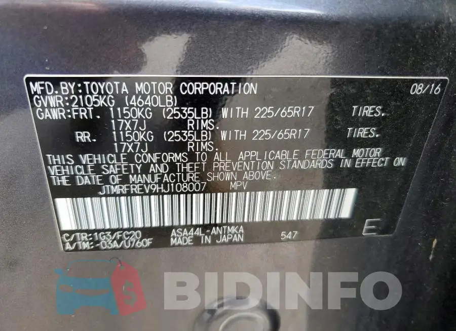 JTMRFREV9HJ108007 Photo# 13