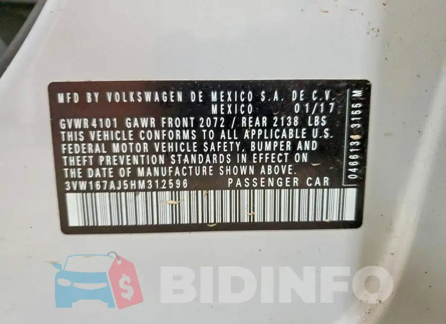 3VW167AJ5HM312596 Photo# 12
