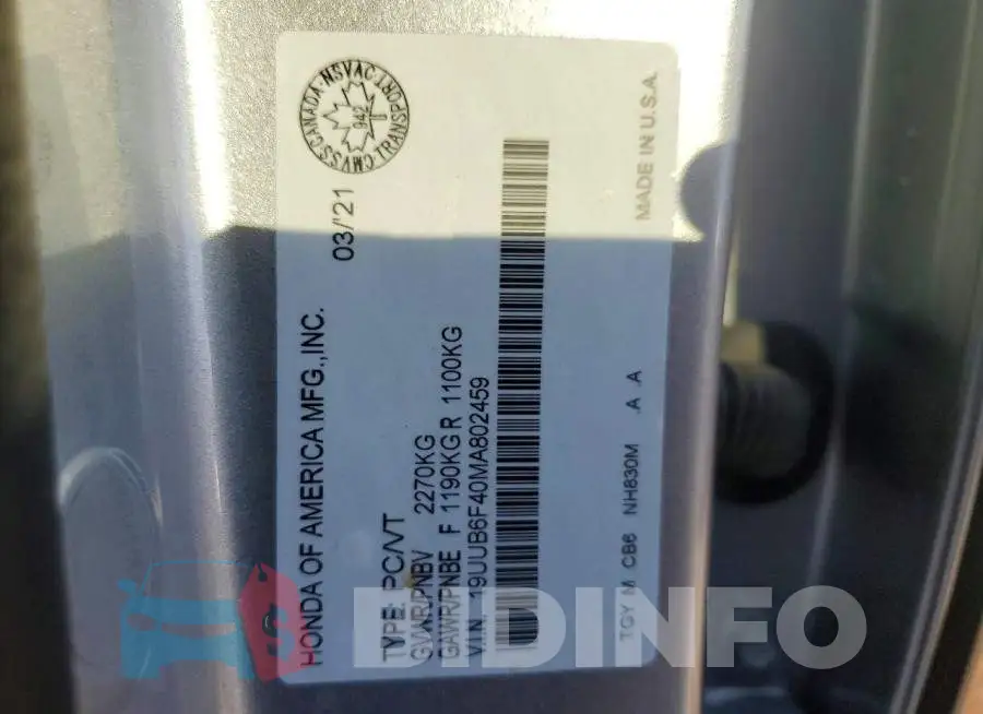 19UUB6F40MA802459 Photo# 13