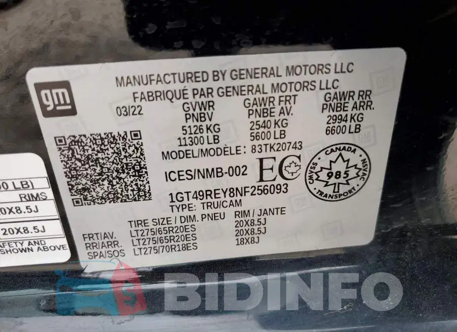 1GT49REY8NF256093 Photo# 12