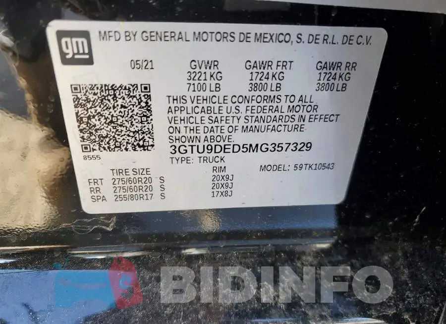3GTU9DED5MG357329 Photo# 12