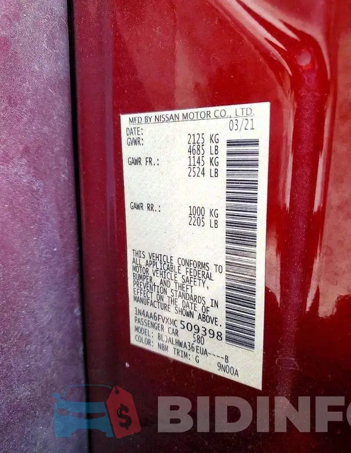 1N4AA6FVXMC509398 Photo# 12