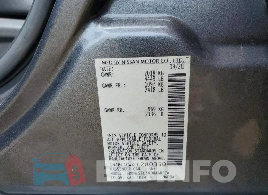 1N4BL4CWXLC280350 Photo# 12
