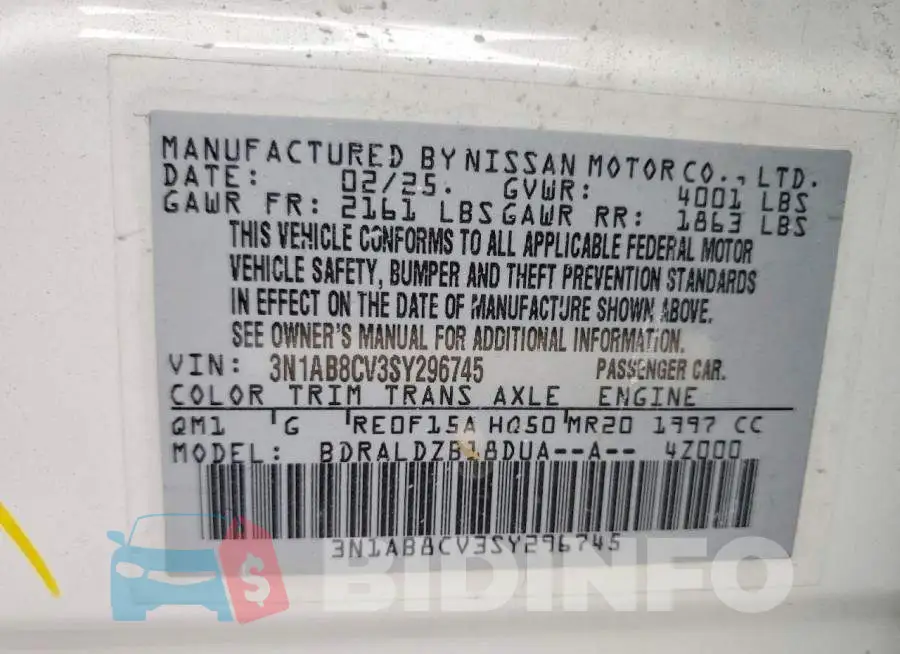 3N1AB8CV3SY296745 Photo# 12