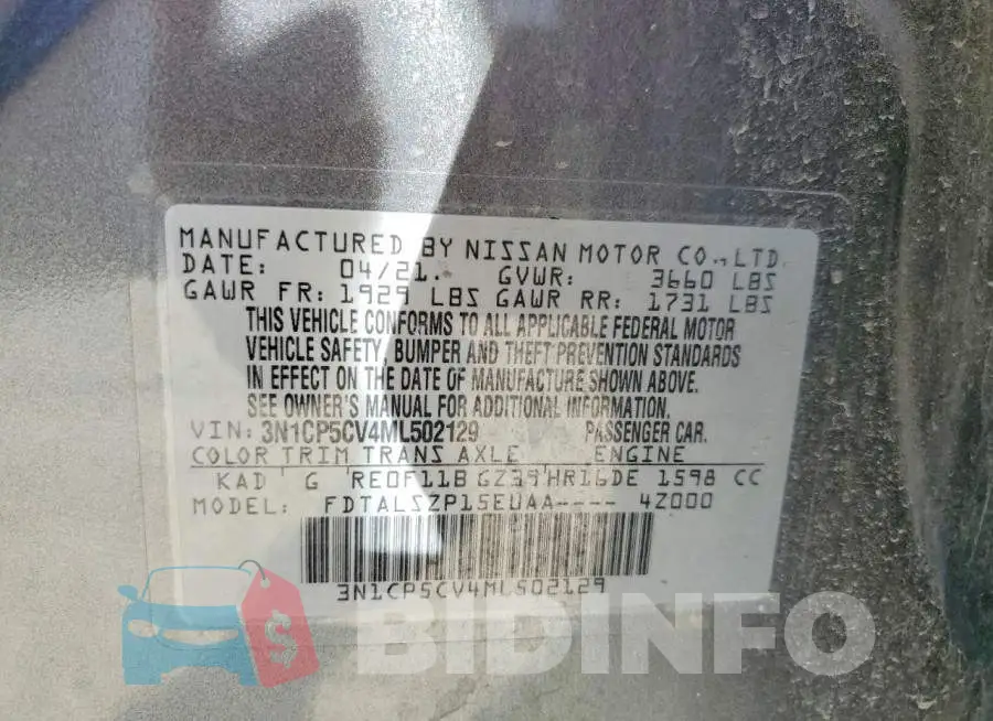 3N1CP5CV4ML502129 Photo# 14
