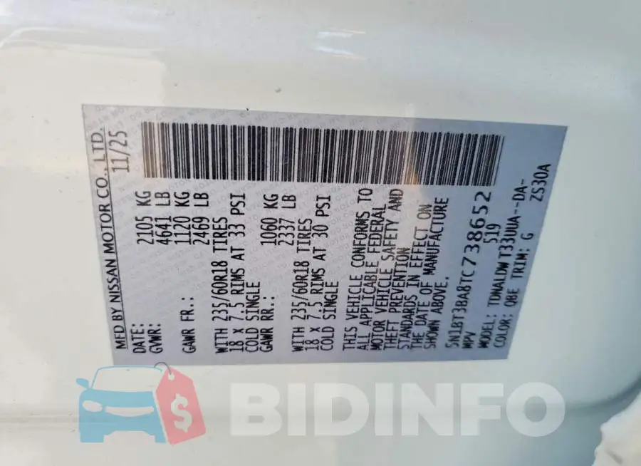 5N1BT3BA8TC738652 Photo# 13