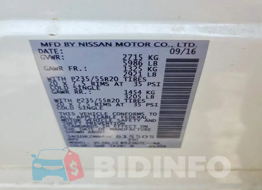 5N1DR2MN4HC615505 Photo# 13